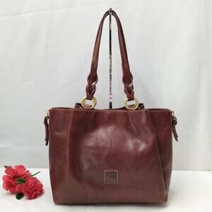Dooney & Bourke Florentine Brown Leather Double Handle Large Tote Shoulder Bag